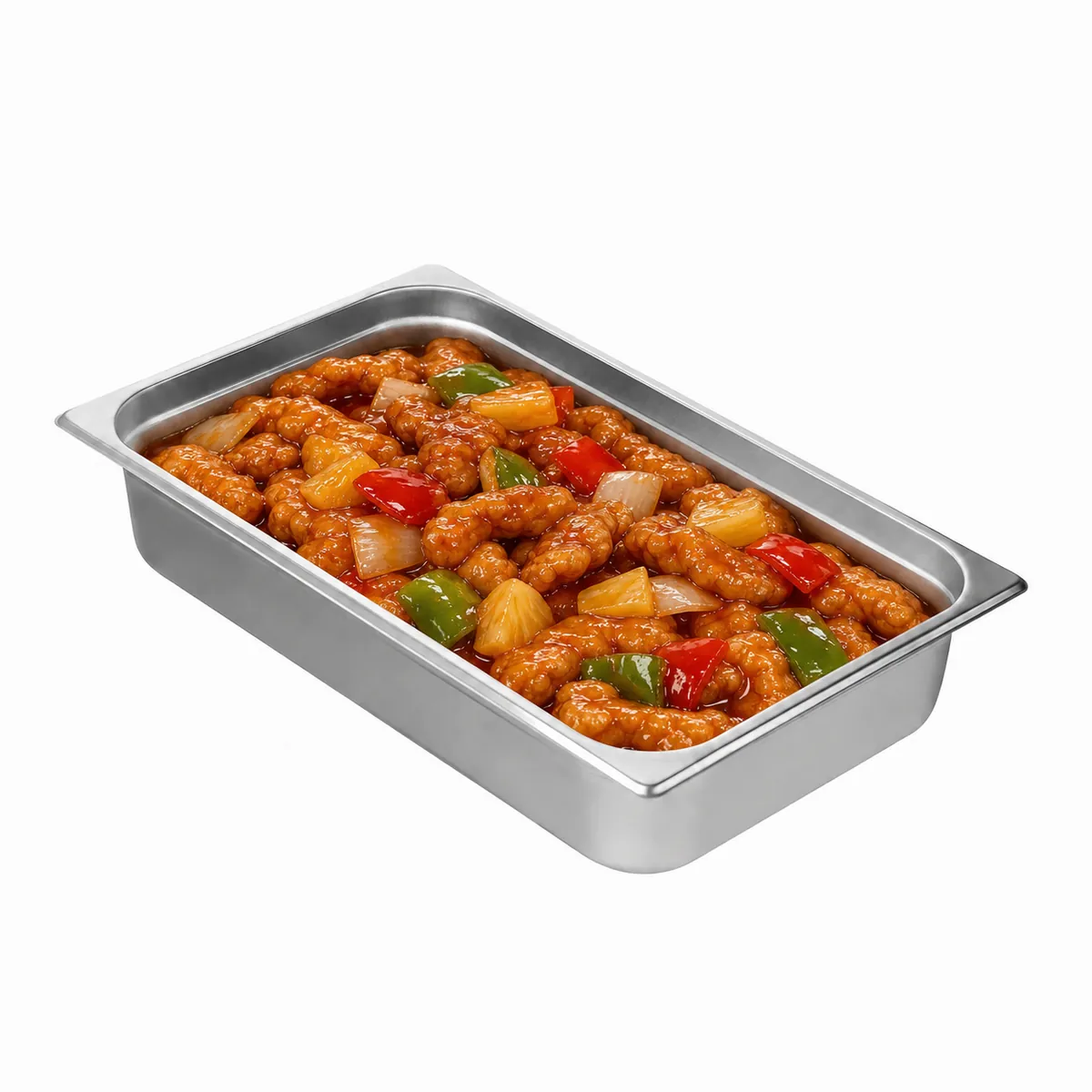 Catering tray of sweet and sour pork